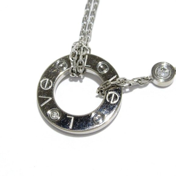 Auth Cartier Love Circle - 18K White Gold Diamond VC4112 Necklace - Picture 1 of 5